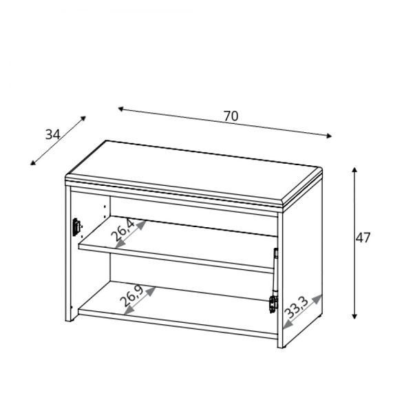 Фото: Тумба для взуття Hyga 70 ML Meble 70x47x34 (HYGA_02) 070201 купити в інтернет-магазині mebishop.com.ua