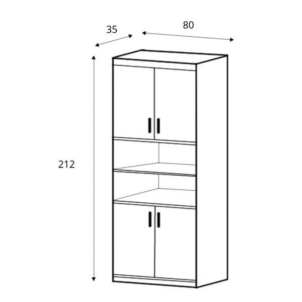 Фото: Книжковий стелаж Mega Meblar 80x212x35 (MEGA_6) 030449 купити в інтернет-магазині mebishop.com.ua